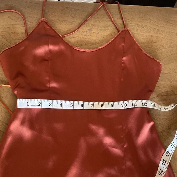 Steele Copper Tie Back Cut Out Slip Maxi Dress with Thigh Split Size Small - Picture 7 of 13